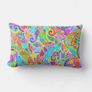 Hand And Digitally Painted Pattern Art 7 Lumbar Cushion