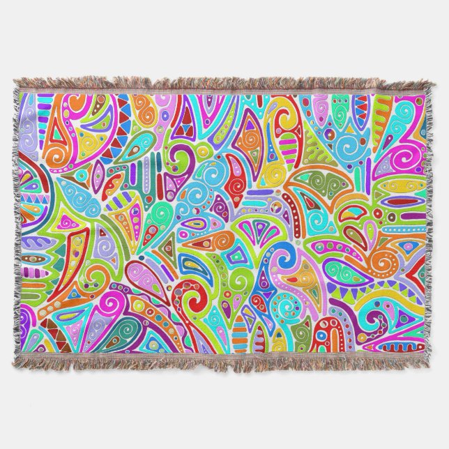 Hand And Digitally Painted Pattern Art 7 Throw Blanket (Front)