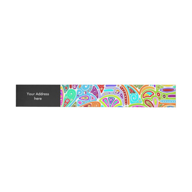 Hand And Digitally Painted Pattern Art 7 Wraparound Address Label (Individual)