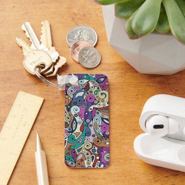 Hand And Digitally Painted Pattern Art 8 Key Ring (Desk)