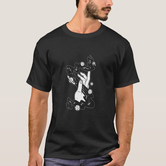 Hand and Planets Spaceman T-Shirt (Front)
