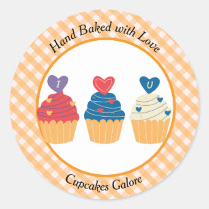 Hand Baked with Love Cupcakes Galore Classic Round Sticker