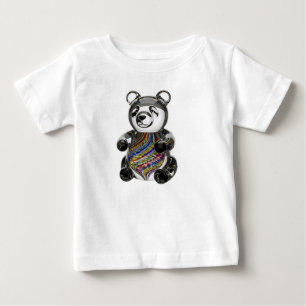 Hand Blown Glass Panda with Swirls Baby T-Shirt