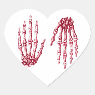 Hand bones heart sticker