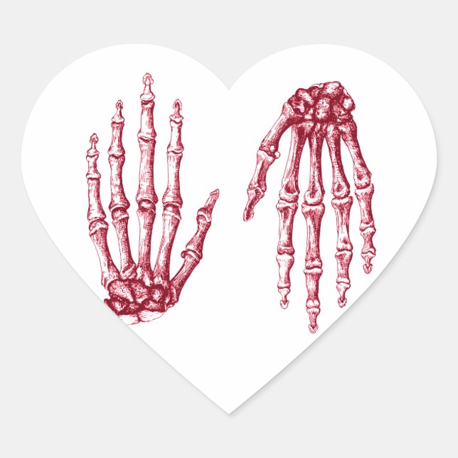 Hand bones heart sticker (Front)