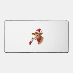 Hand Boop Christmas Highland Cow Santa Clause Farm Desk Mat