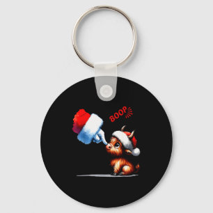 Hand Boop Christmas Highland Cow Santa Farmer Anim Key Ring