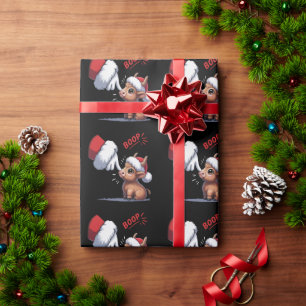 Hand Boop Christmas Highland Cow Santa Farmer  Wrapping Paper