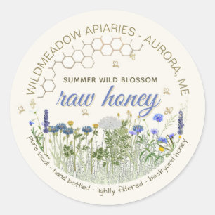 Hand Bottled Pure Local Raw Wildflowers with Bees Classic Round Sticker
