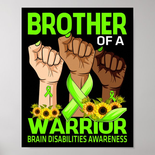 Hand Brother Of A Warrior Brain Disabilities Aware Poster (Front)