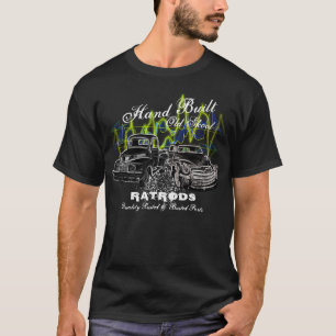 Hand Built Old Skool Ratrods Slogan Abstract Waves T-Shirt