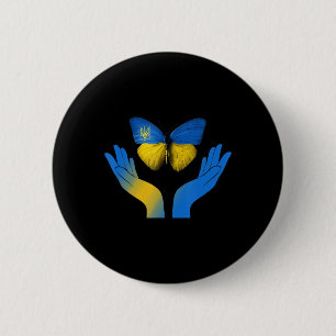 Hand Butterfly Ukraine Ukrainian Flag Stand With U 6 Cm Round Badge