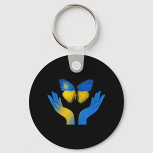 Hand Butterfly Ukraine Ukrainian Flag Stand With U Key Ring