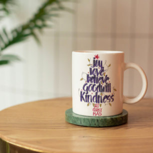 Hand Calligraphy Christmas Tree Coffee Mug