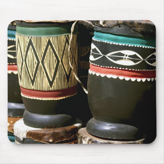 Hand carved drums, Livingston, Zambia Mouse Pad (Front)