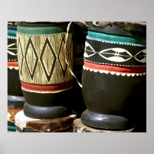 Hand carved drums, Livingston, Zambia Poster