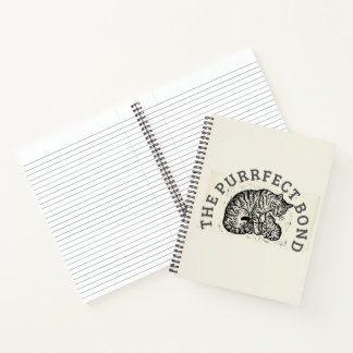 Hand-Carved Linocut Cat Mom & Kitten - Motherhood  Notebook