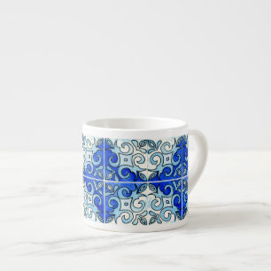 Hand Carved Tile Design 6 Painted in Watercolors Espresso Cup