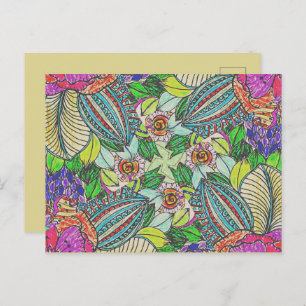 Hand-Coloured Funky Cactus Flowers    Postcard