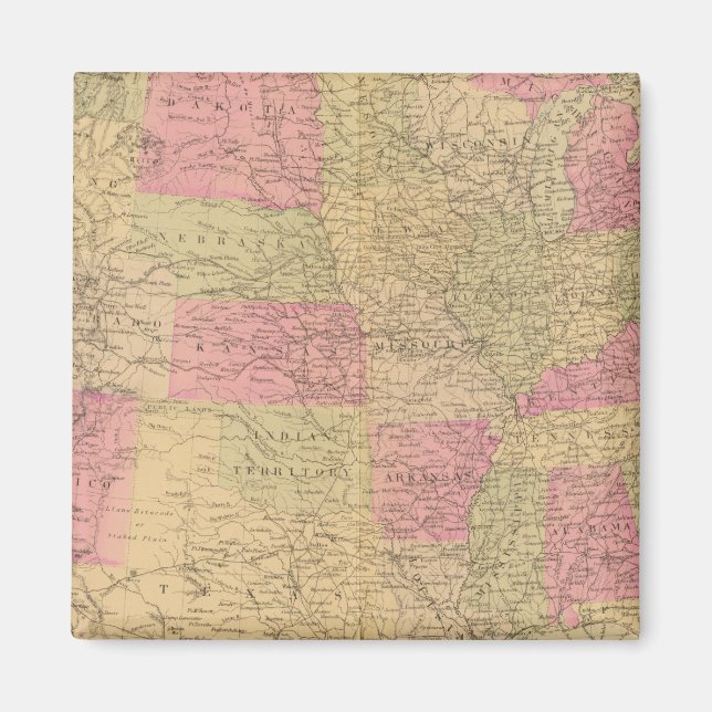 Hand coloured lithographed map of the United State Magnet (Front)