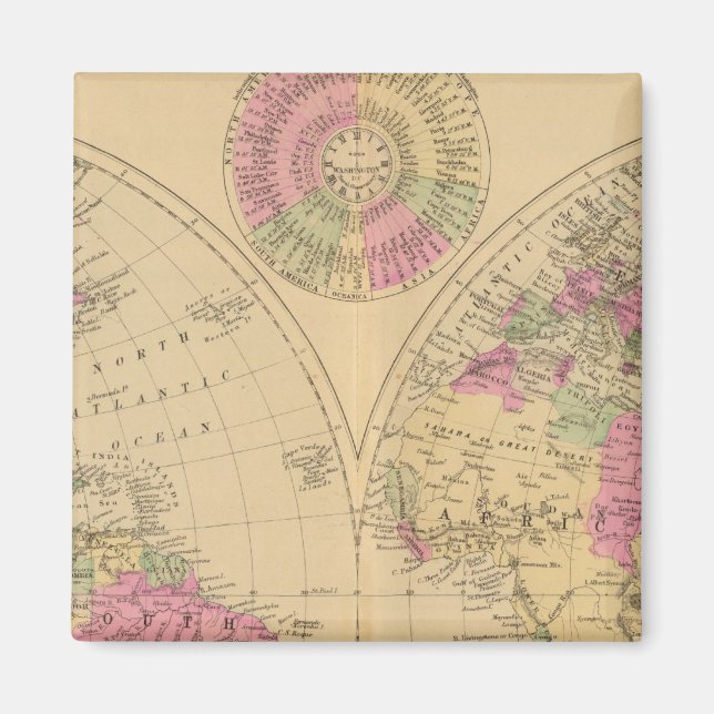 Hand coloured lithographed map of the World Magnet (Front)