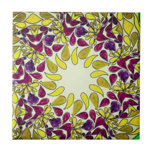 Hand-Coloured   Tear-Drop Ceramic Tile