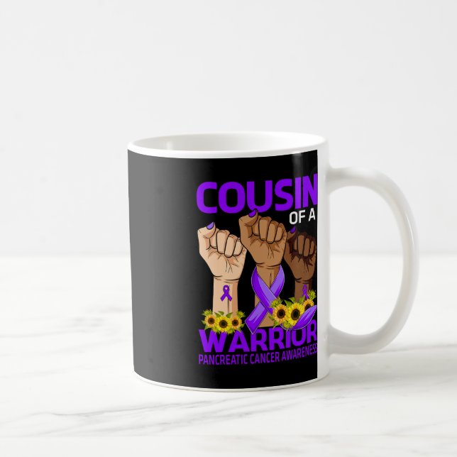 Hand Cousin Of A Warrior Pancreatic Cancer Awarene Coffee Mug (Right)
