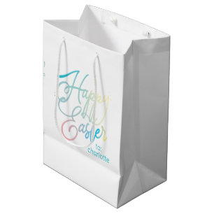 Hand-created Happy Easter gradient script Medium Gift Bag
