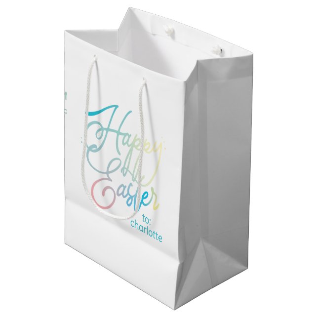 Hand-created Happy Easter gradient script Medium Gift Bag (Front Angled)