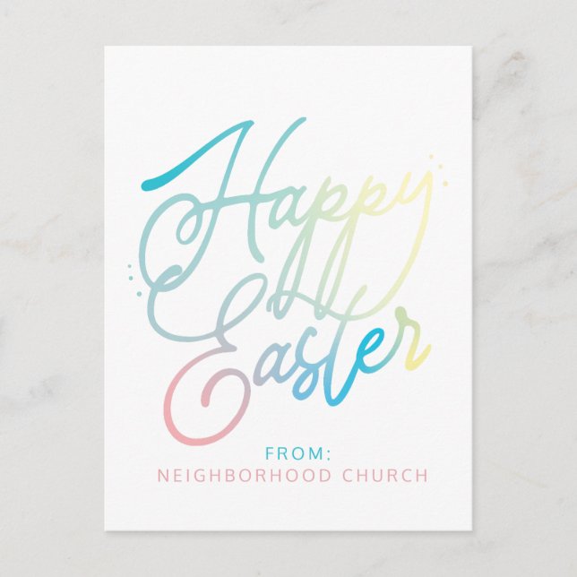 Hand-created Happy Easter gradient script Postcard (Front)