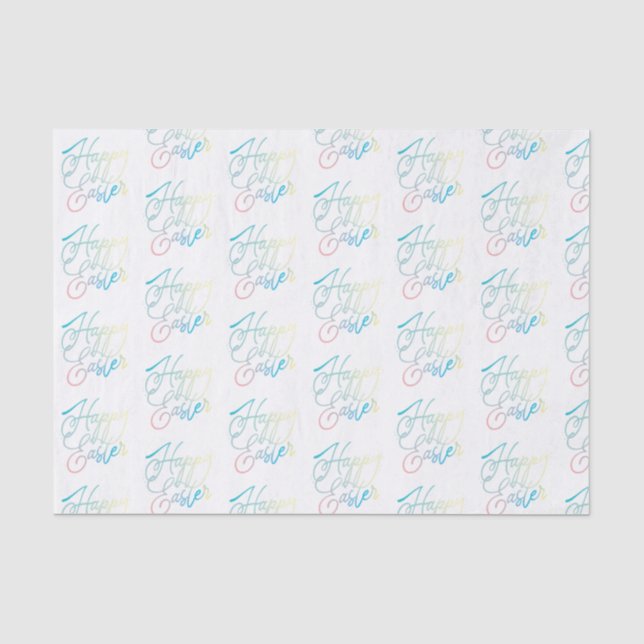 Hand-created Happy Easter gradient script Tissue Paper (Front)