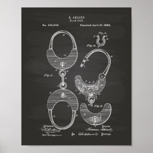Hand Cuff 1880 Patent Art - Chalkboard Poster