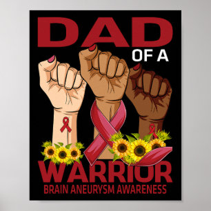 Hand Dad Of A Warrior Brain Aneurysm Awareness Sun Poster