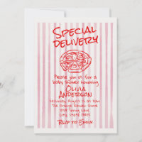 Hand Dawn Pink Pizza Special Delivery Baby Shower