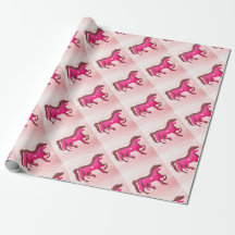 Hand Designed Pink Horse Wrapping Paper