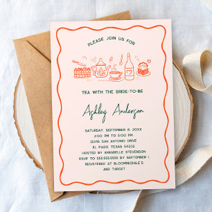 Hand Doodled Whimsical Tea Bridal Shower Invitation