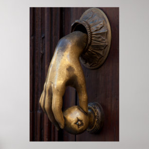 Hand door knocker close-up, Mexico Poster