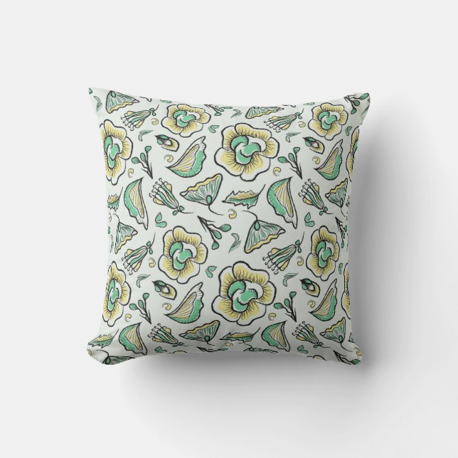Hand draw abstract floral pattern cushion (Front)