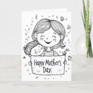 Hand Draw and Happy Mothers Day Holiday Card