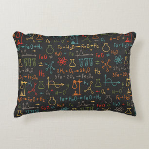 Hand draw chemistry on black background. Vintage s Decorative Cushion