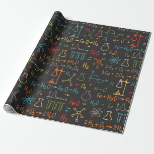 Hand draw chemistry on black background. Vintage s Wrapping Paper