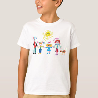 hand draw crayons sketch  Family T-shirt