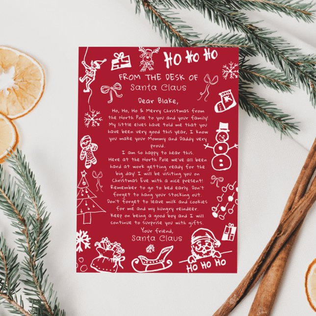 Hand Draw Doodle Christmas letter from Santa  Invitation (Creator Uploaded)