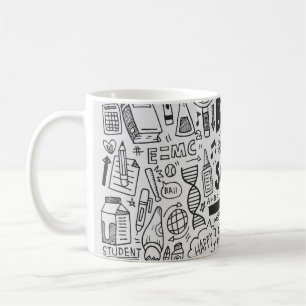 hand draw doodle school element coffee mug