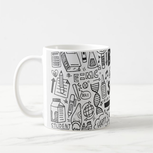 hand draw doodle school element coffee mug (Left)