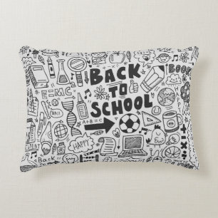 hand draw doodle school element decorative cushion