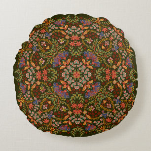 Hand draw fantasy floral pattern. Vintage template Round Cushion