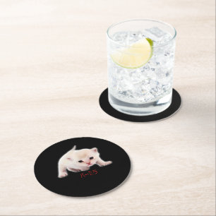 Hand Draw Funny Burmilla Cat Japan Dad Mum Bro Round Paper Coaster