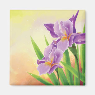 Hand Draw Iris Flower Magnet