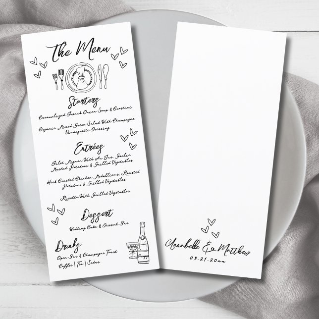 Hand Draw Quirky Whimsical Wedding Menu (Creator Uploaded)